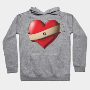 U - Lovely Red Heart With a Ribbon Hoodie